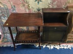 Edwardian occasional table and a walnut bedside chest