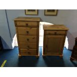 Pine chest of drawers and a pine cabinet