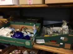 A shelf of assorted glassware etc.