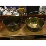 A pair of brass jam pans