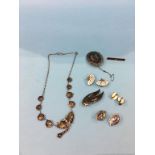 Quantity of Indonesian jewellery including a necklace, three brooches and three pairs of earrings