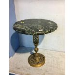 A small occasional table with marble top and brass stand