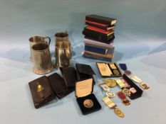 Six silver and enamelled Masonic badges, 'Temple Lodge 5881' etc.