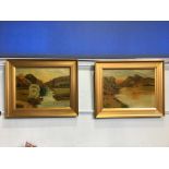 Pair, J.S. Simpson, oils, signed, dated 1825, 'Landscapes', 45 x 60cm