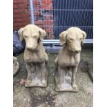 Pair of composite seated dogs