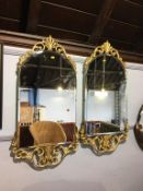Pair of decorative mirrors, 83 x 45cm