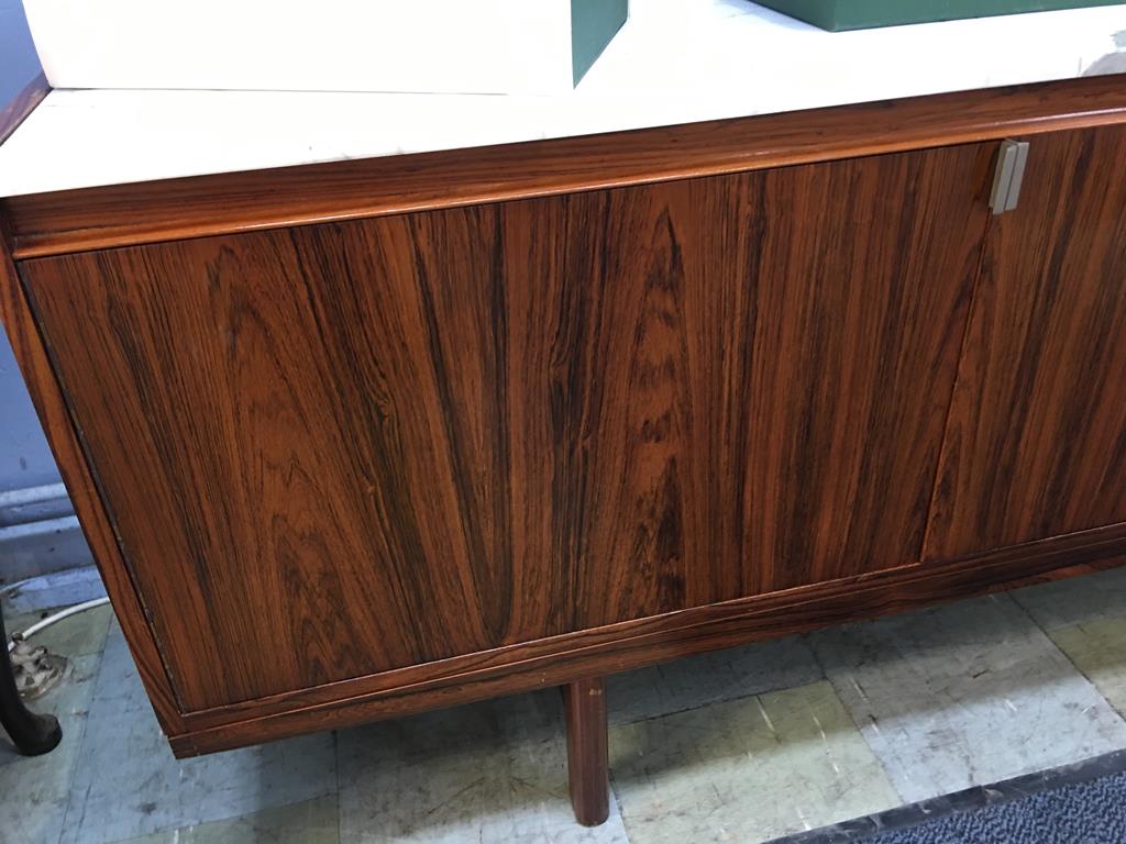 A Robert Heritage for Archie Shine 1960's rosewood marble top sideboard, having twin cupboard - Image 3 of 12