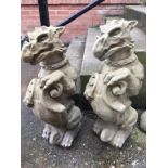 Pair of composite stone gargoyles