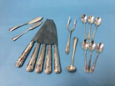 Silver mounted knives, spoons etc.