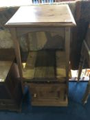 Pine bedside cabinet and an occasional table