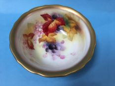 Royal Worcester bowl, decorated with brambles, signed K.Blake