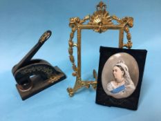 Brass picture frame, address stamp etc.