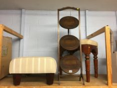 Two stools and a cake stand