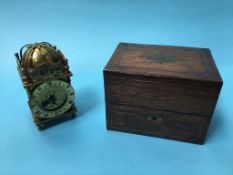 Reproduction lantern clock and a mahogany box