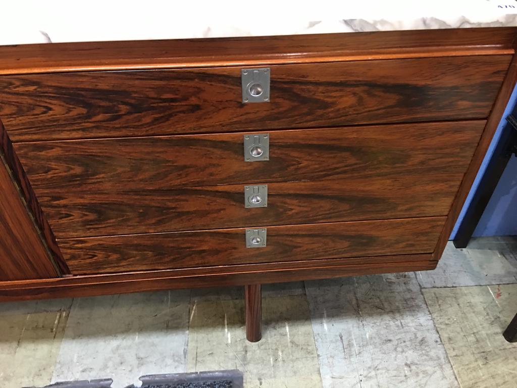 A Robert Heritage for Archie Shine 1960's rosewood marble top sideboard, having twin cupboard - Image 5 of 12