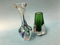 Cased glass vase and one other