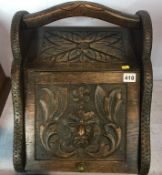 Carved oak coal scuttle