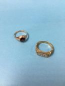 Two 9ct gold gentleman's rings, 7g