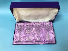 Boxed set of four crystal wine glasses