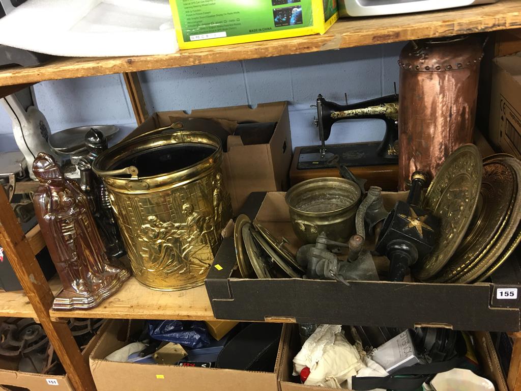 Fire irons, brass ware etc.