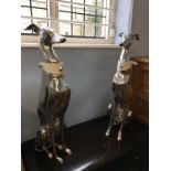 Pair of aluminium greyhounds