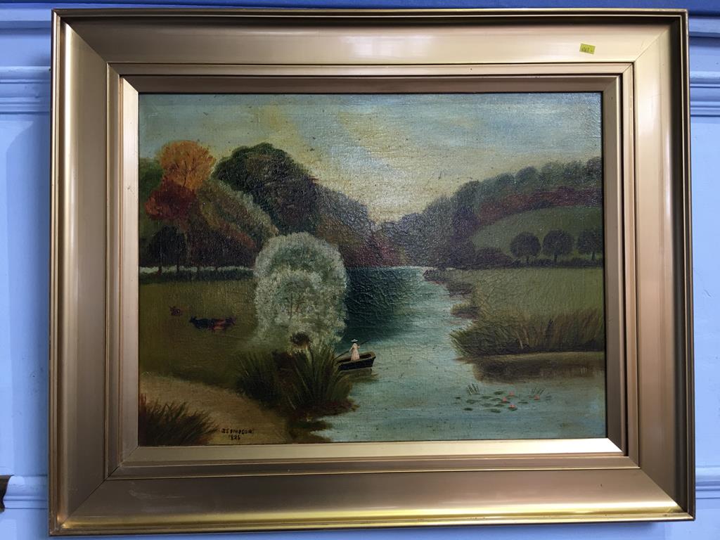 Pair, J.S. Simpson, oils, signed, dated 1825, 'Landscapes', 45 x 60cm - Image 2 of 5