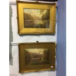Pair, E.W. Mellor, oils, signed, 'Richmond Castle' and 'Bilton Wood', 24 x 34cm