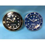 Two Rolex style wall clocks