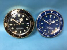 Two Rolex style wall clocks