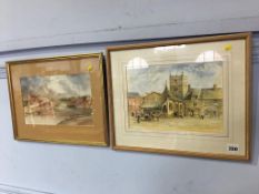 Ivan Webley, watercolour, signed, 'The Old Market Cross' and 'Morpeth Bridge', 20 x 30 and 29 x