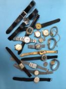 Tray of various wristwatches