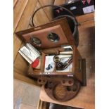 Smokers cabinet and a brass bound bucket