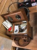 Smokers cabinet and a brass bound bucket