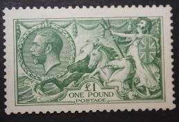 An album of G.B. stamps to include; a £1 Seahorse green Waterlow printed stamp and a Postal Union