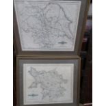 4x Early framed maps, Lancashire, Cheshire, Yorksh