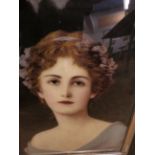 Framed crystoleum portrait of a lady signed lower