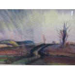 Watercolour by John Henshall, country lane scene 3