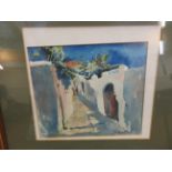 Framed watercolour Albufeira algarve 1978