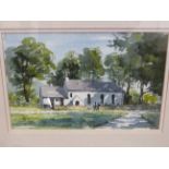 Framed watercolour Newlands church Cumbria signed