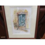 Silvia's door Madeira framed watercolour signed