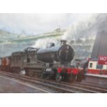 Acrylic on paper by James E Mckay steam train 39 x