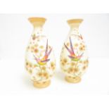 Pair of crown ducal blush ivory vases