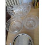 Large crystal bowl plus 3 others