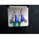 3 Pairs of silver drop earrings