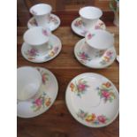 5 Shelley cups with 6 matching saucers