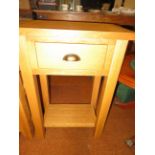 Heavy solid light oak drawer table