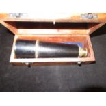 Boxed brass & leather telescope