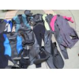 Scuba diving equipment to include 6 wet suits, buo