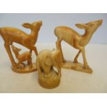3x Ivory African carvings (Pre 1947) Tallest 15 cm