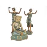 2x Spelter figures, 1 A/F Together with a cast iro